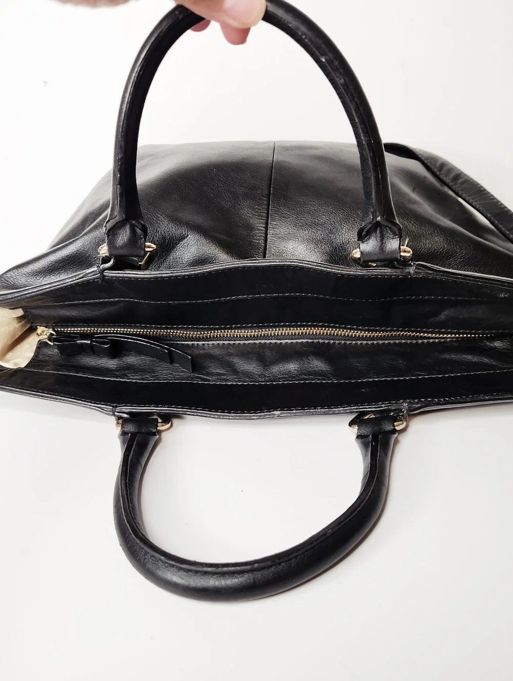 Kate Spade Hamilton Heights Canteen Black Leather Shoulder Bag Gold Hardware